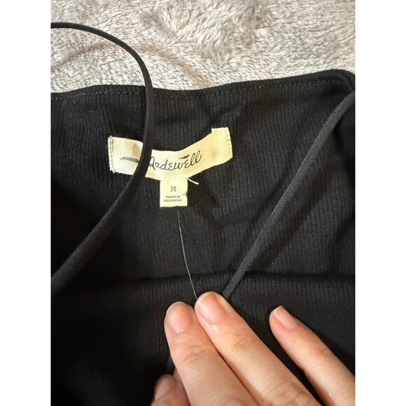 NWT Madewell Jet Black Squareneck Tank Top Size Medium Y2K Stretch Causal Cotton - Picture 4 of 9